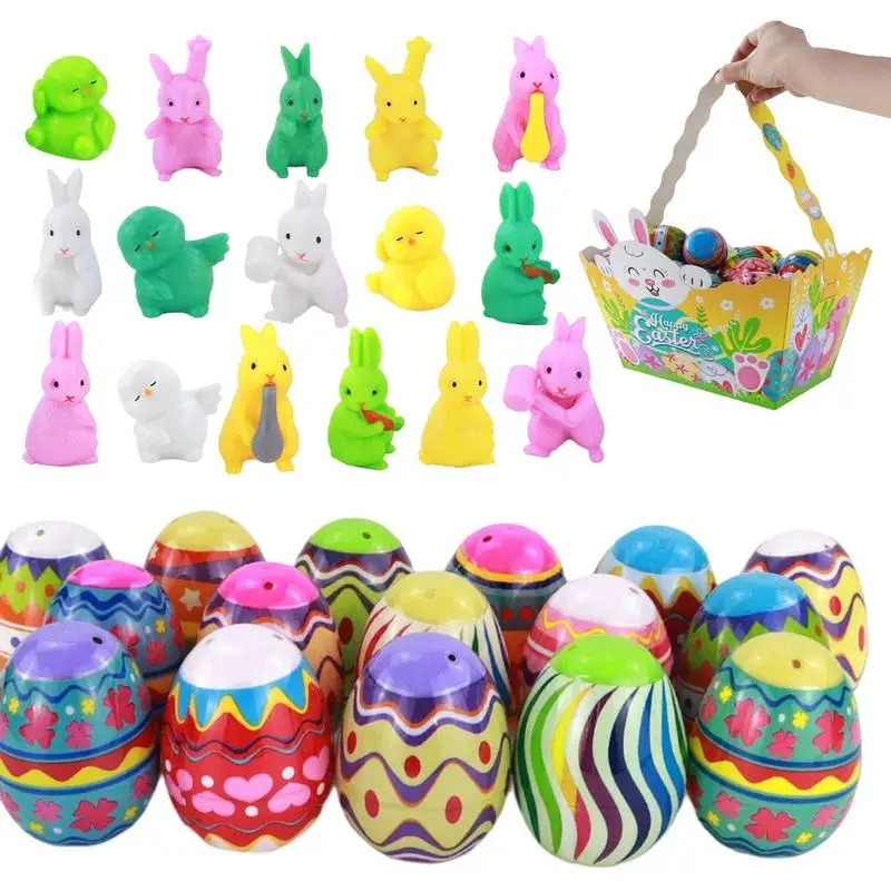 

Toys Filled Eggs 16pcs Easter Basket Stuffers With Cartoon Animal Treats Goodie Bags Fillers Prizes For Kids Classroom Rewards