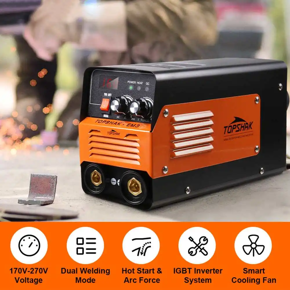 

Topshak TS-EM3 220V 160A Inverter Welding Machine TIG/MMA Dual Welding Mode Hot Start & Arc Force IGBT Inverter System