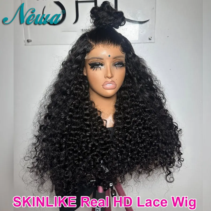 Фото Newa Hair Curly Glueless Wig 5x5/6x6 HD Парик с кружевной застежкой Предварительно выщипанные натуральные черные человеческие волосы HD Кружевной фронтальный парик Отбеленные узлы №1