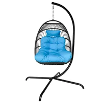 Swing Egg Chair Stand Indoor Outdoor Wicker Rattan Patio Basket Hanging Chair with C Type bracket