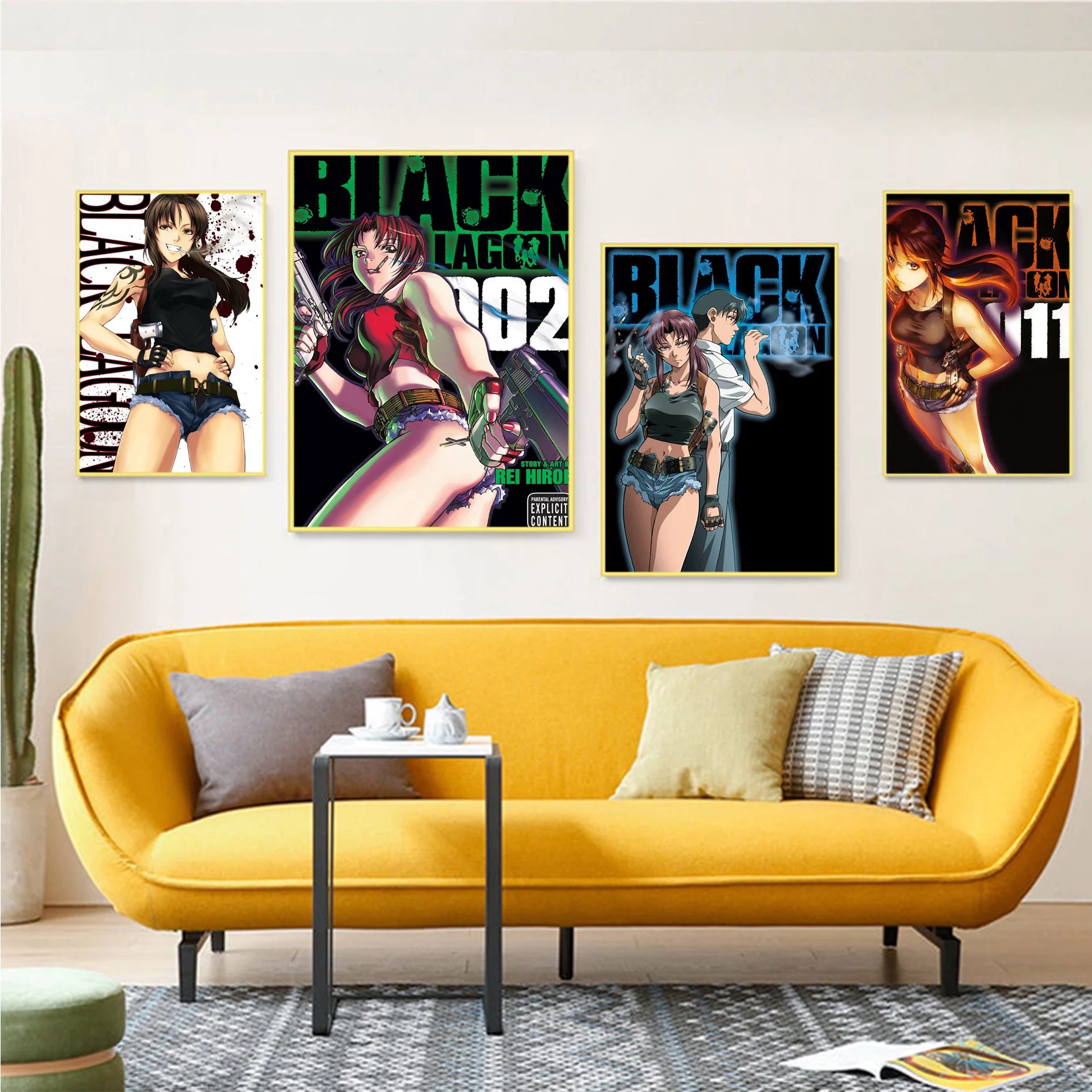 

Japanese Anime Black Lagoon Classic Vintage Posters Retro Kraft Paper Sticker DIY Room Bar Cafe Decor Art Wall Stickers