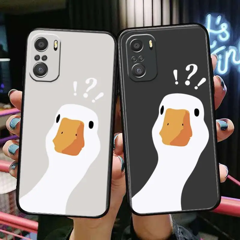 

Cartoon Doubt Duck Phone Case For xiaomi redmi 11 Lite pro Ultra 10 9 8 MIX 4 FOLD 10T Black Cover Silicone Back Prett
