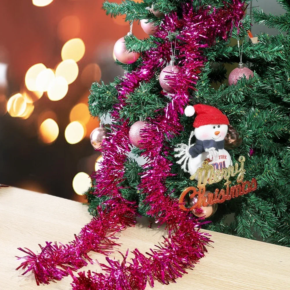 1-20PCS 1.5M Christmas Ribbon Garland Colorful Cane Foil Tinsel Glitter Metallic Xmas Tree Wrapping Ribbons Ornaments DIY Decor