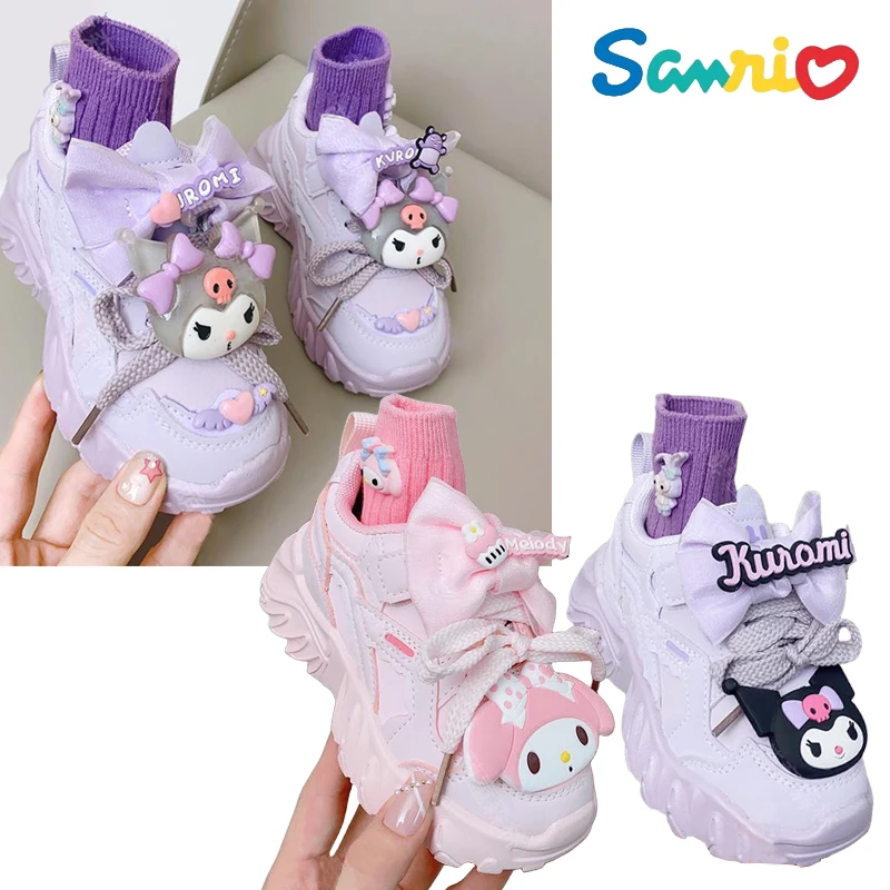 Sanrios My Melody Kuromi аниме Kawaii осень-зима детские кроссовки Мультяшные милые женские