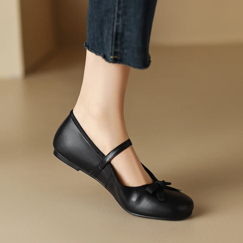 Mary Janes Flats Women Genuine Leather Ballet Shoes Highly Recommend Elegant Princess Shoes Comfortable Soft For Walk Birthday
