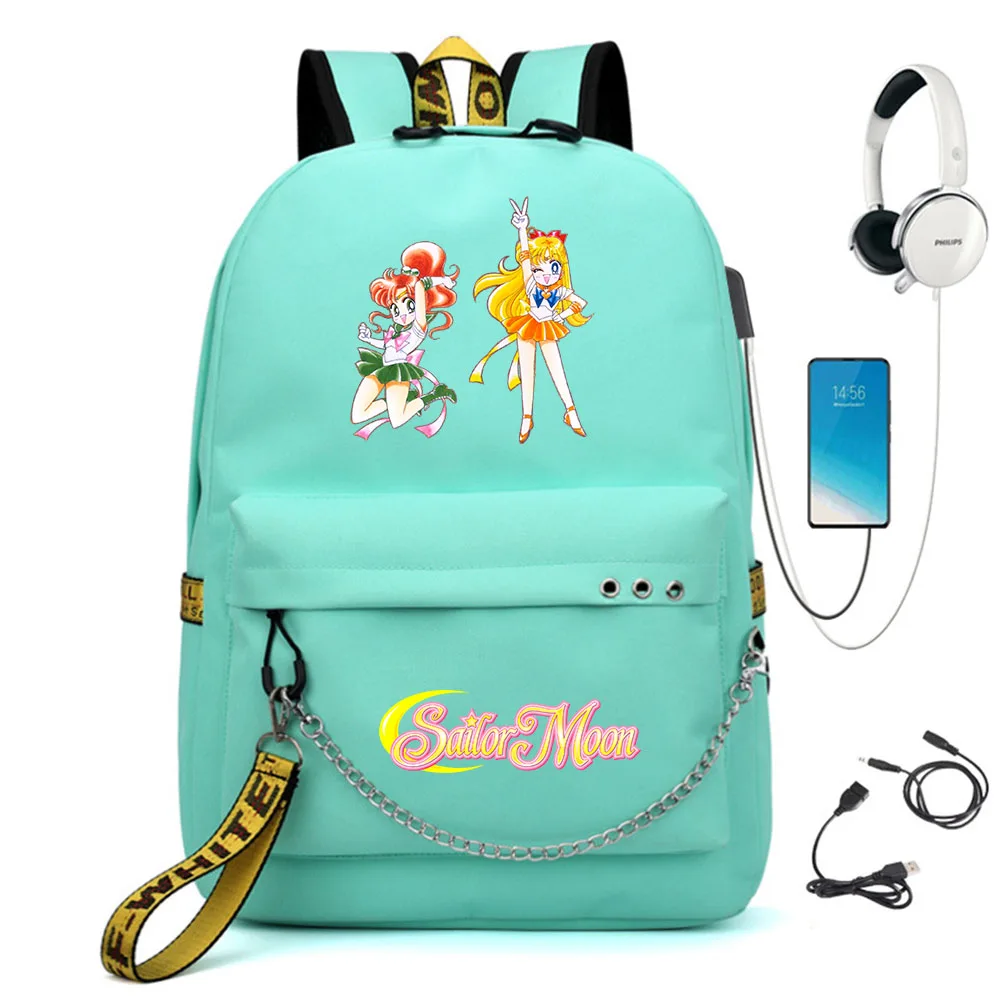 

Anime Cartoon Print Knapsack Student Casual Packsack Nylon Book Bag USB Teenagers Travel Laptopbag Zipper Schoolbag Backpack