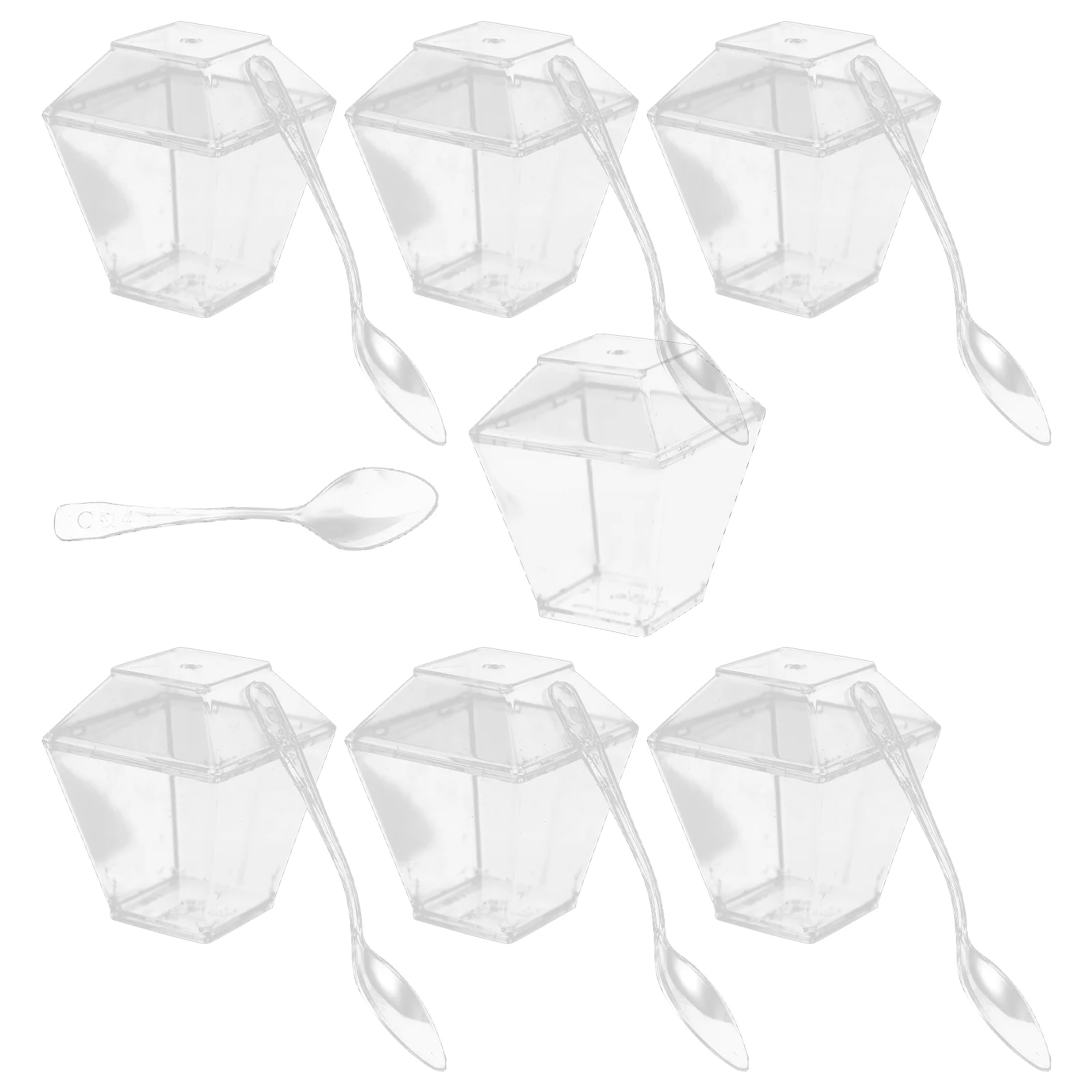 

50 наборов пластиковых стандартных стаканчиков для мороженого, пудинговые чашки с крышками и ложками