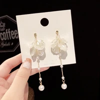 shell petal earrings tassel long pearl pendant earrings fresh earrings wedding pendant earrings fashion korean jewelry earrings