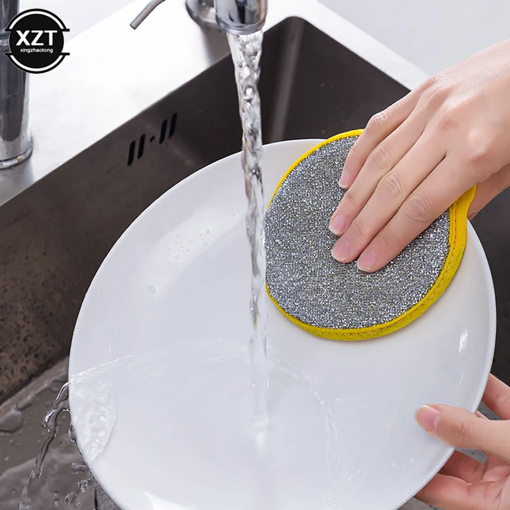 

5PC Double-Side Round Wash Sponges Pan Pot Dish Dishwashing Brushes Household Kitchen Tableware Cleaning Tools