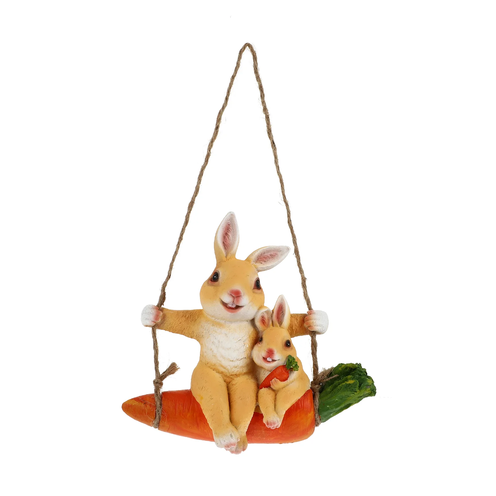 

Figurine Decor Animal Creative Rabbit Hanging Swing Porcha Rope Ornament Garden Resin Statue Realistic Porcelain Bunny Micro