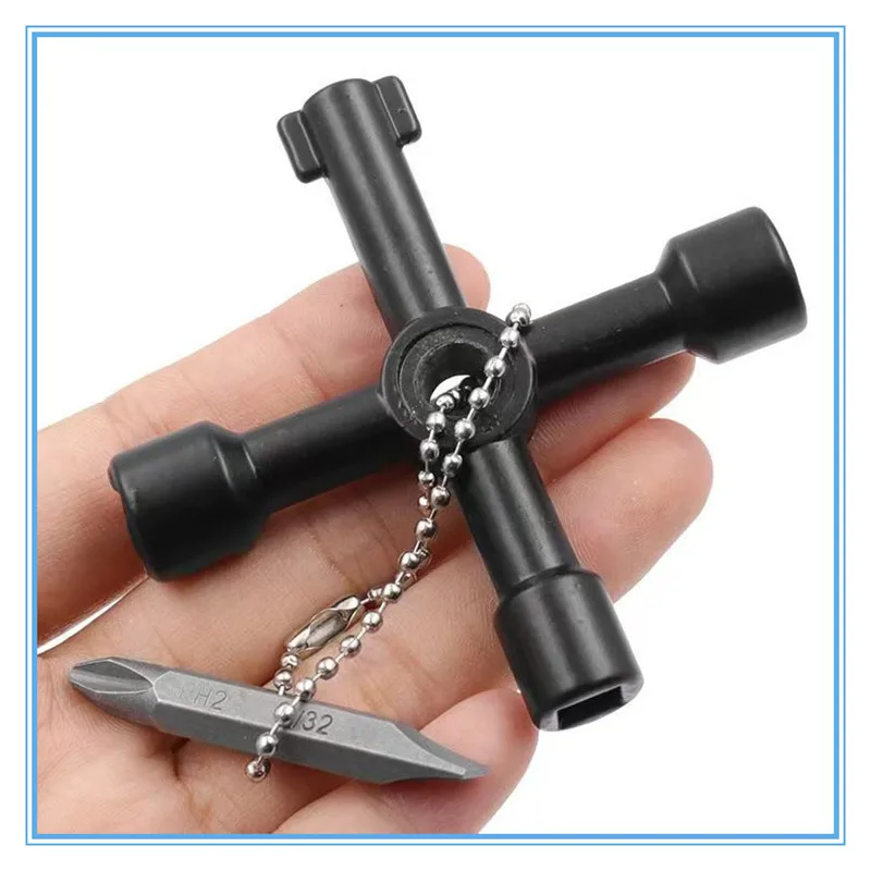 

Многофункциональный универсальный крестообразный/квадратный/треугольный ключ 4-в-1 для газового/электрического шкафа/лифта/водяного клапана