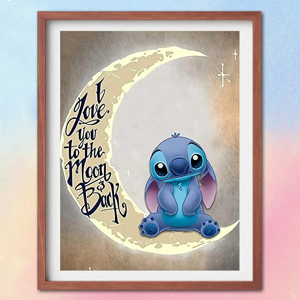 

Disney Diamond Painting Cartoon Lilo & Stitch Moon 5D DIY Round Diamond Embroidery Mosaic Set Cross Stitch Home Decor Art