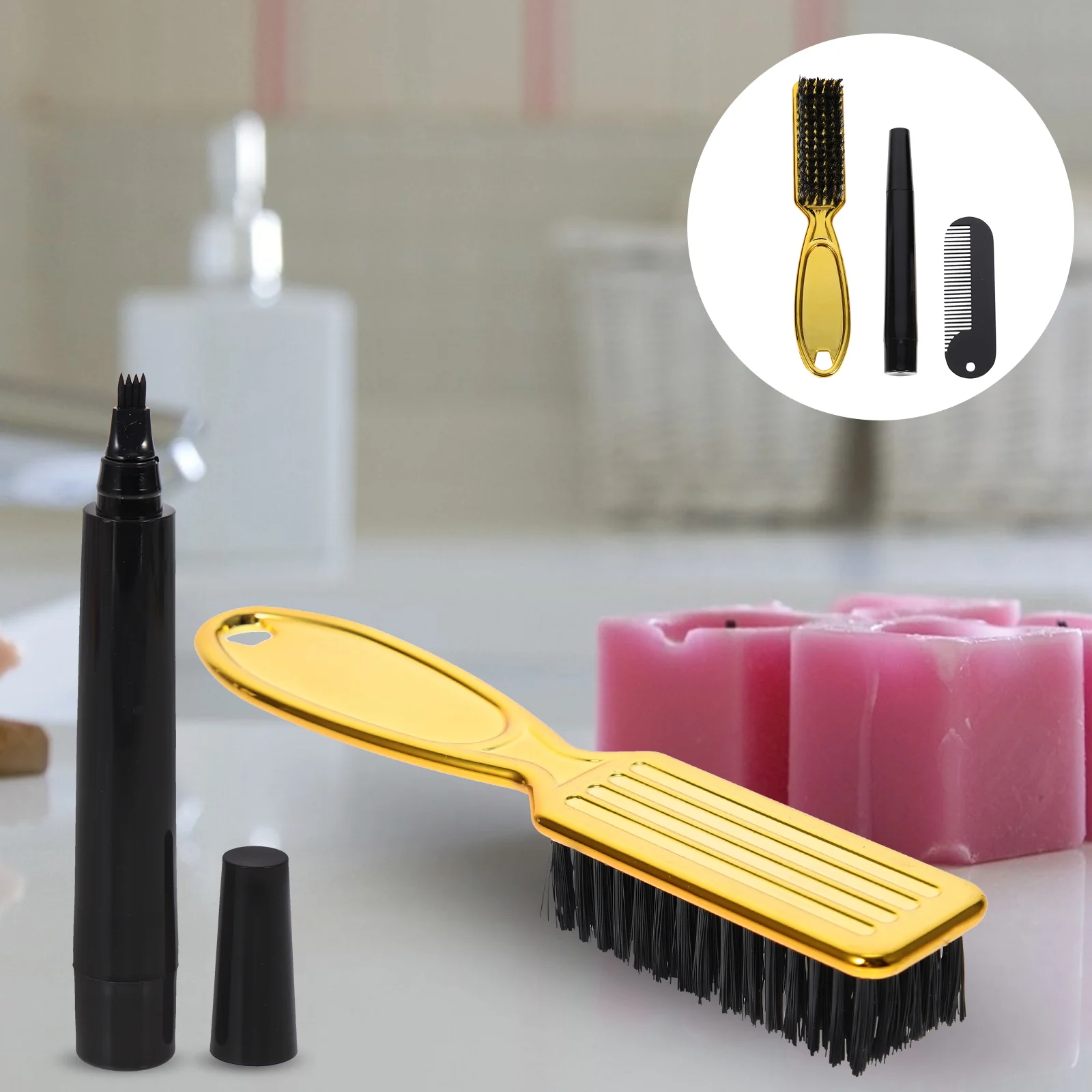 

1 Set Men Beard Outline Filling Tool Practical Man Mustache Brush Beard Pen Comb Set