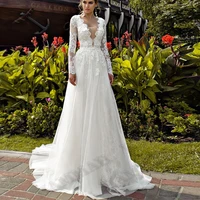 hammah delicate lace long wedding dresses appliques brides sposa vestidos party gown robe de mari%c3%a9e custom made