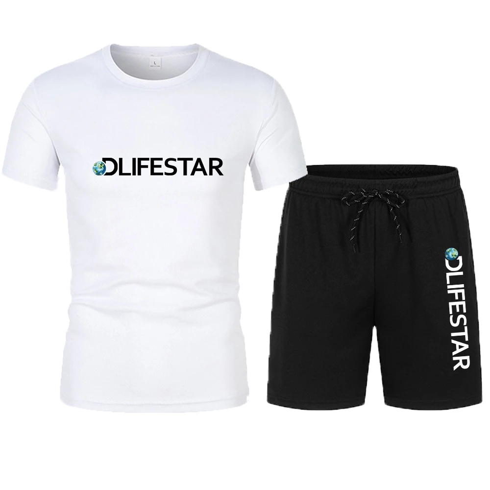 New 2-Piece Sportswear Men's T-shirt + Shorts Sports Suit 2023 Men's Summer Pullover 2-Piece Business Casual Sports Men's Clothi