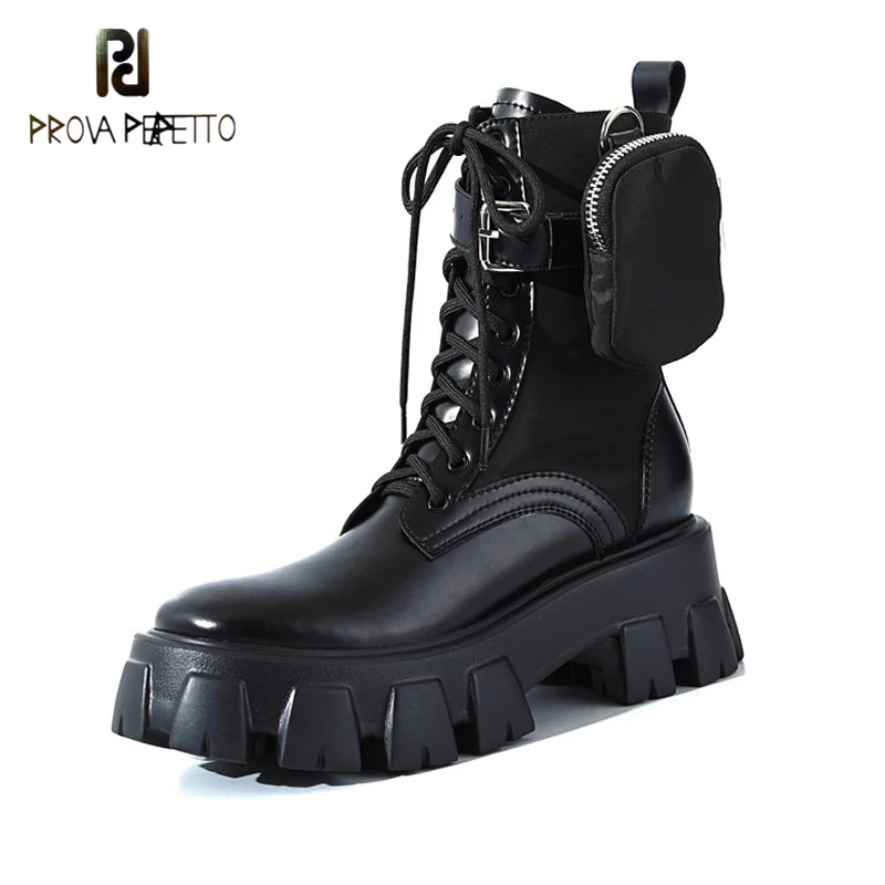 

Женские ботинки со шнуровкой, с карманами, на толстой подошве