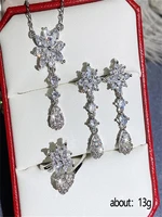 super bright flower drop zircon earrings ring necklace jewelry