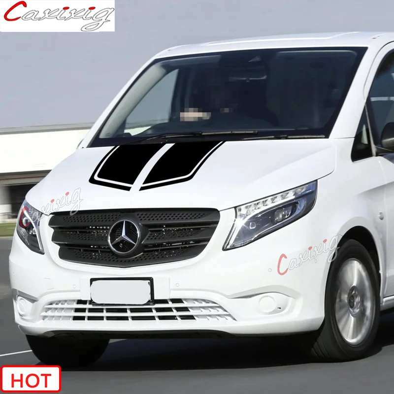 

1 комплект наклеек на крышку гоночного спортивного автомобиля, капота, полосы, наклейки для Mercedes-Benz Vito, аксессуары для крышки автомобильного...