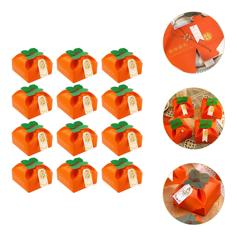 

12pcs Chinese Style Candy Box Persimmon Shaped Gift Box Party Favor Packing Boxes