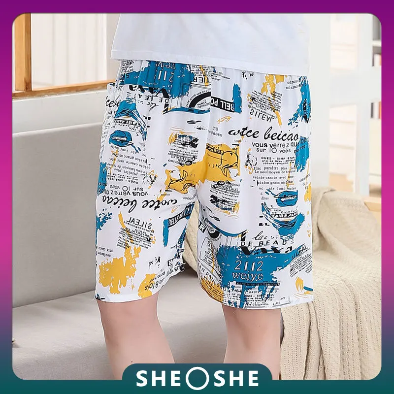 

2022 Fashion Printing Summer Ultra-thin Men's Cotton Silk Beach Pants Loose Swimming Walking Shorts Bermuda Masculina