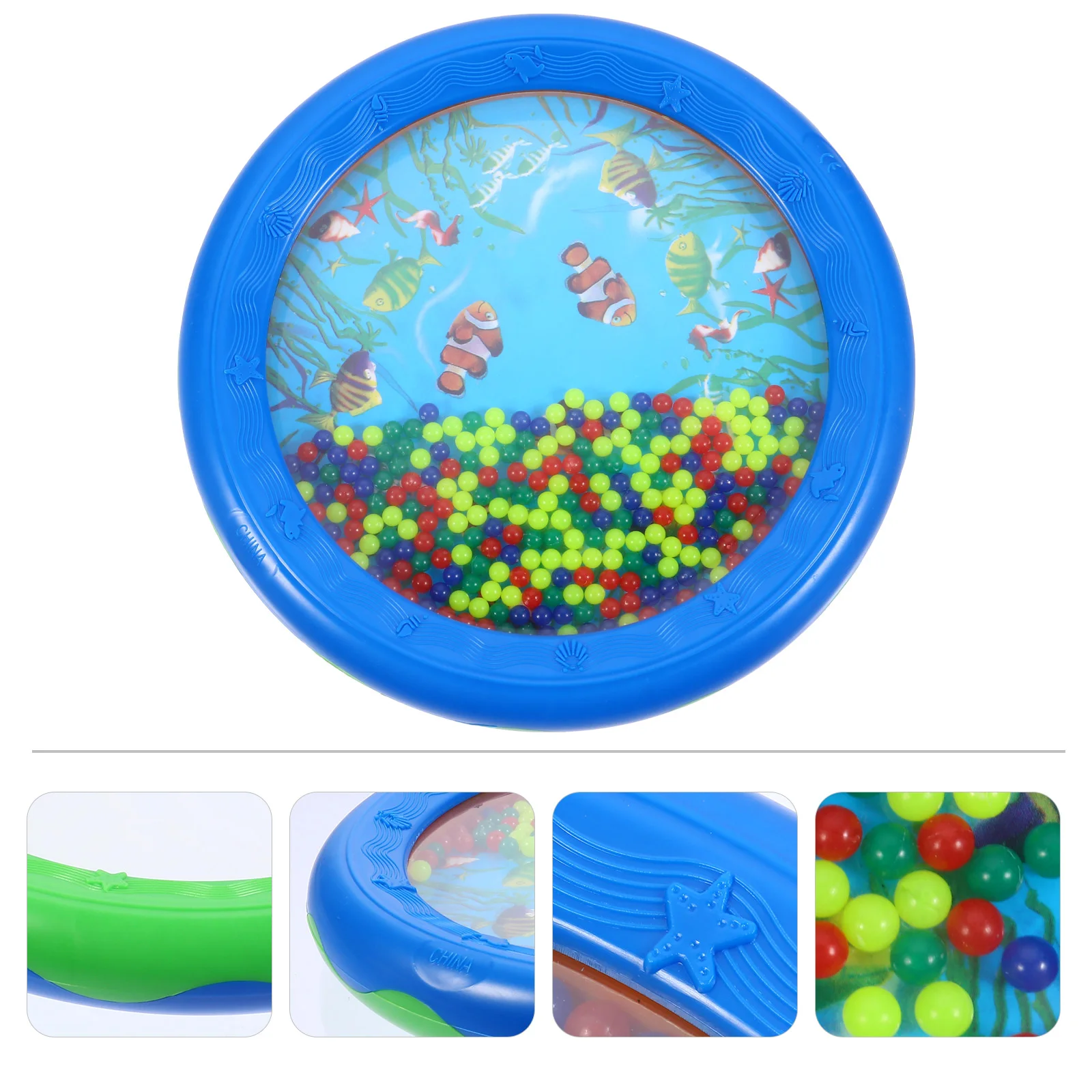 

Surf Drum Kids Toy Baby Musical Instrument Ocean Beads Wave Shaker Tambourine