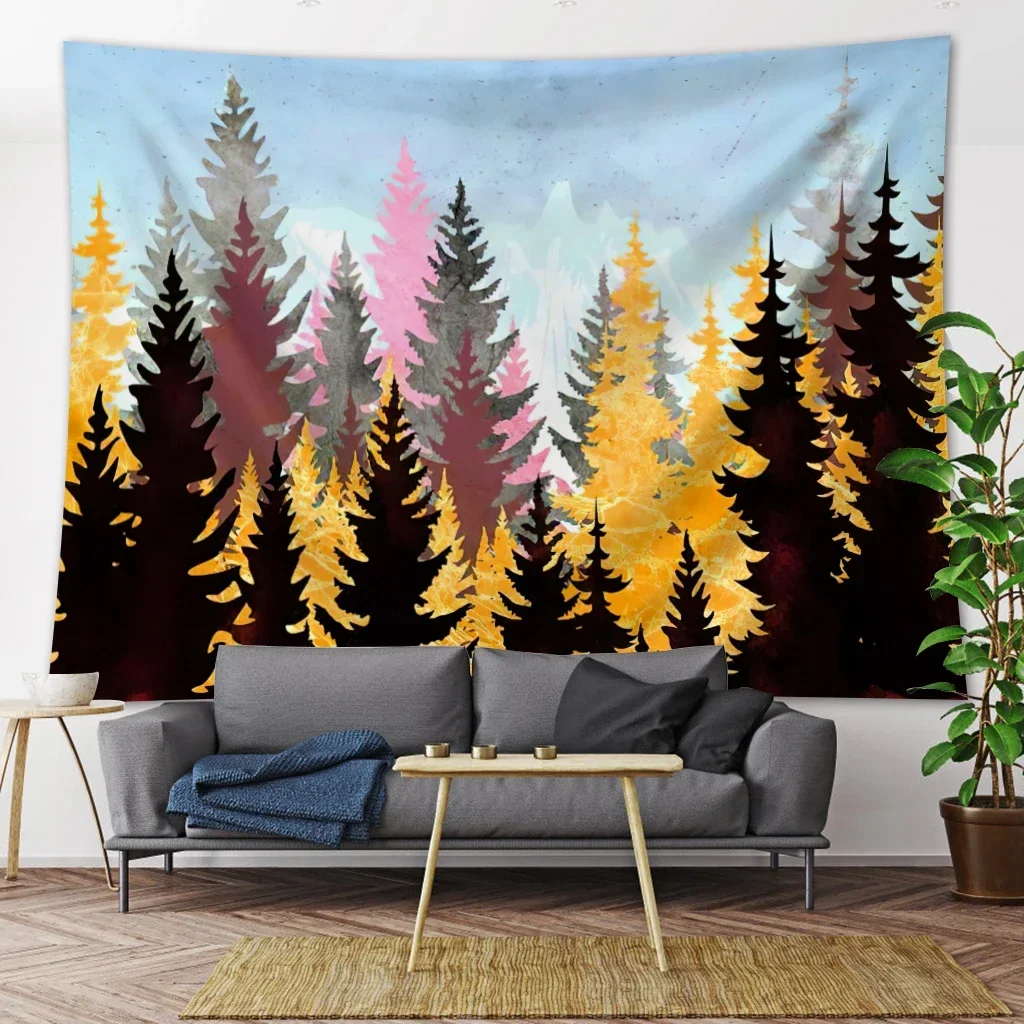 Красивый настенный гобелен в виде леса для гостиной искусство Мандала фон ткань