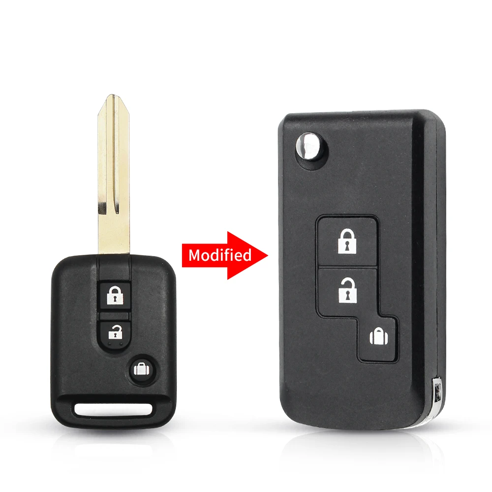 Складной автомобильный чехол KEYYOU с дистанционным управлением для Nissan Qashqai Primera Micra Navara Almera Note Sunny, сменный 2-кнопочный чехол