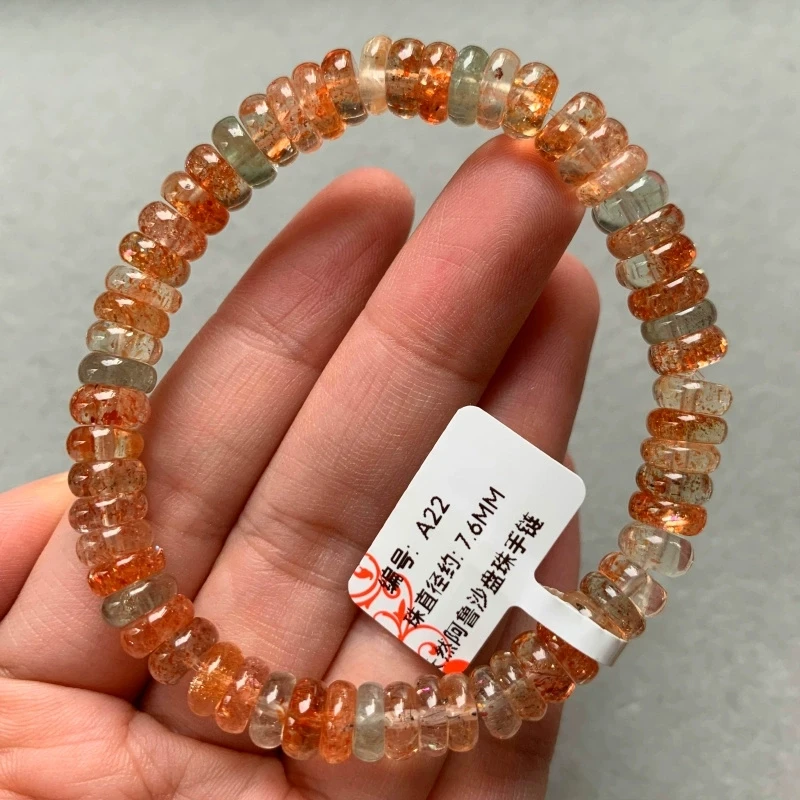 Натуральный оранжевый солнечный камень клубничный кварц берилловый браслет 7 5