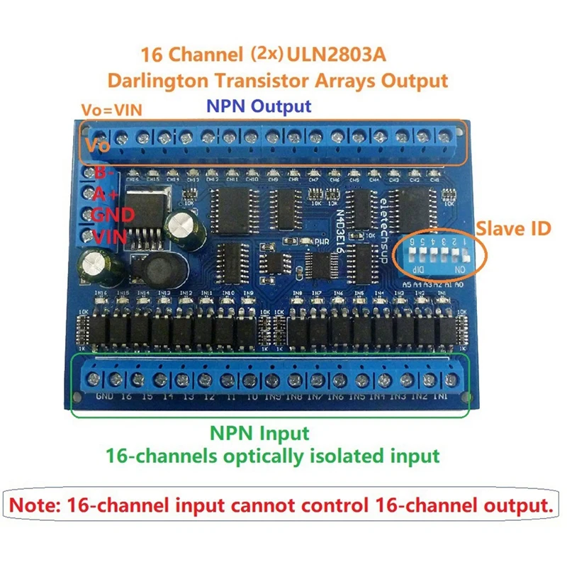 DC 12V 24V 16 In Out RS485 дистанционный коммутатор PLC IO Плата расширения Modbus RTU