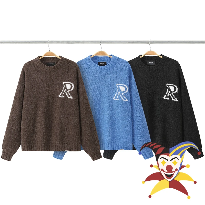 

R Letter Jacquard Sweater Men Women 1:1 Best Quality Sweatshirts Knit Sweaters