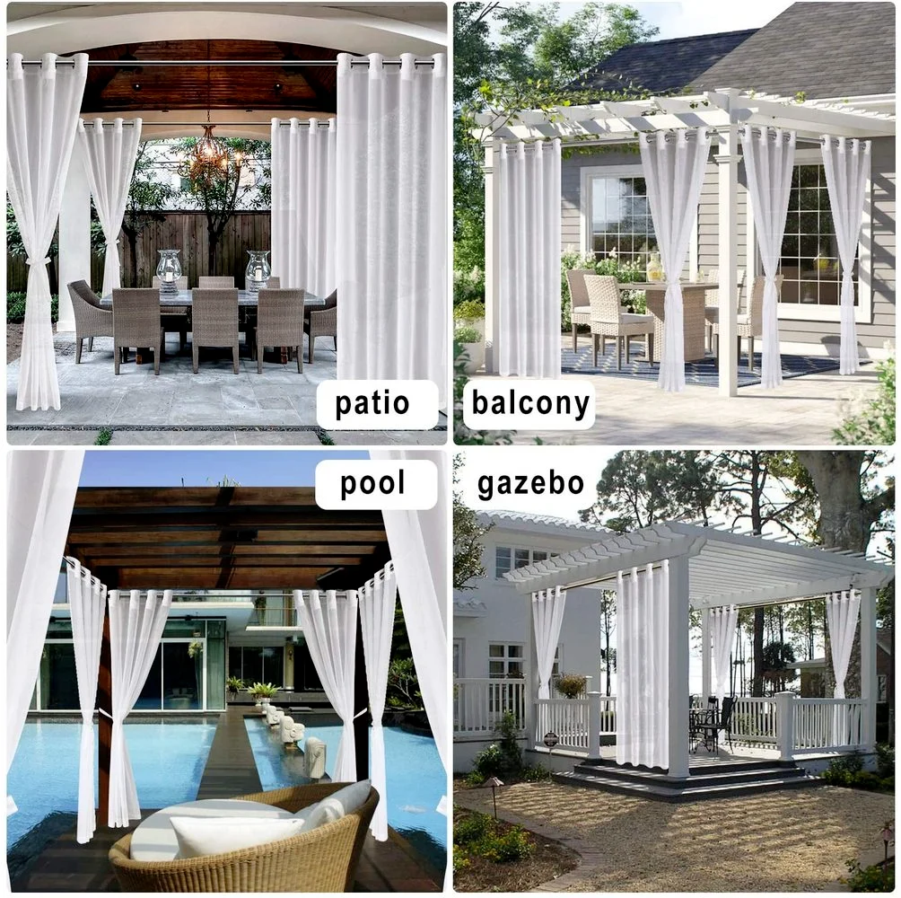 Наружная оконная занавеска из белого полиэстера водонепроницаемая прозрачная с