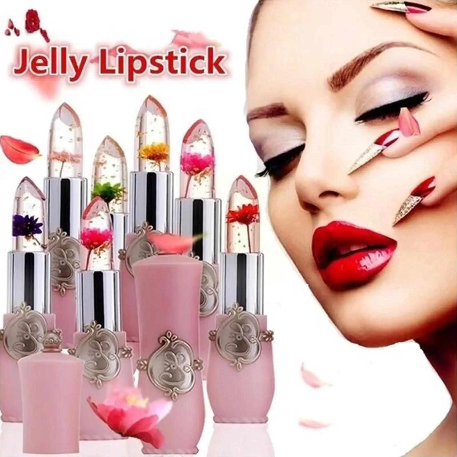 

Moisturizer Lip Gloss Transparent Jelly Flower Lipstick Makeup Lip Waterproof Tool Makeup Balm Color Change Temperature Cos G8K1