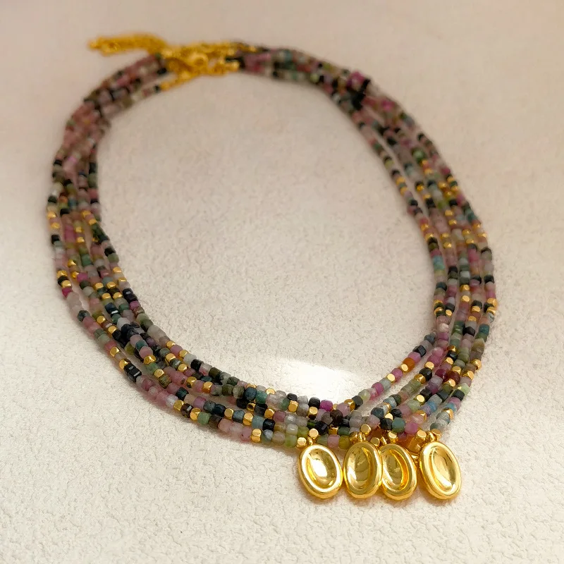 

18KGF Bohemian Colorful Beads Chain Fashion Necklaces Elephant Sheet Pendant Jewelry For Women Accessories