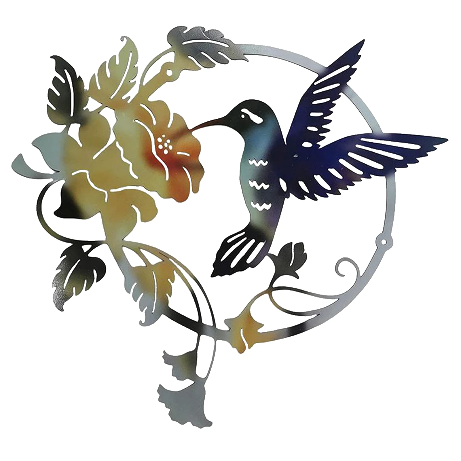 

Design Gift Indoor Outdoor Metal Art Statue Hummingbird Garden Round Wall Decoration Hanging Ornament Living Room Durable