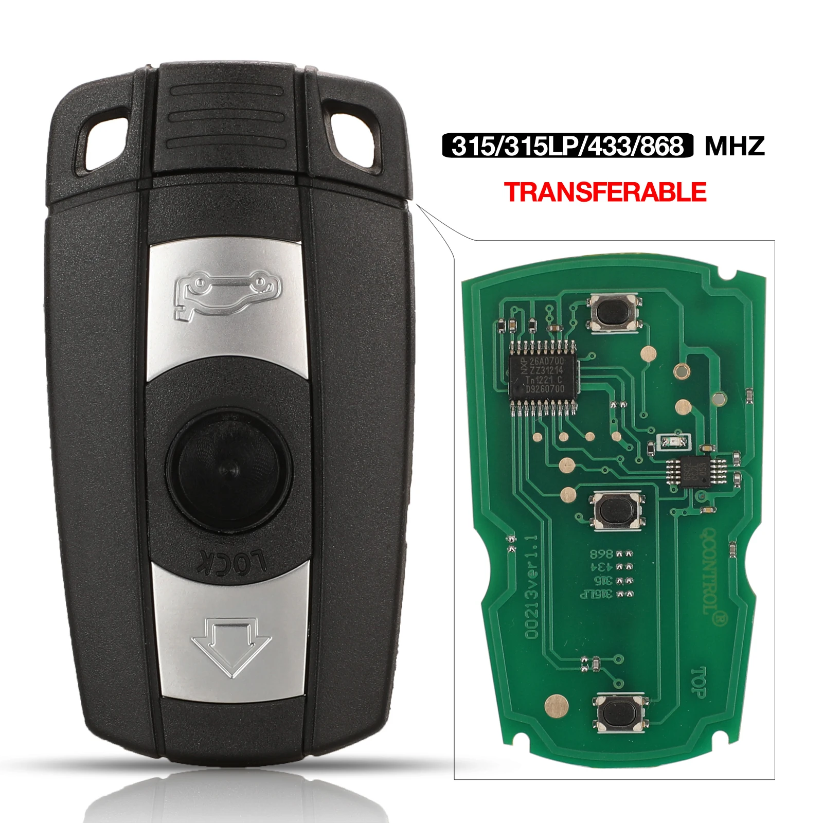 jingyuqin Remote Key ID7953/ID46 Chip 315LP MHZ 315MHZ/433MHZ/868MHZ 3 Button For BMW CAS3 CAS3+ 1 3 5 6 7 Series X5 E60 E70 E71