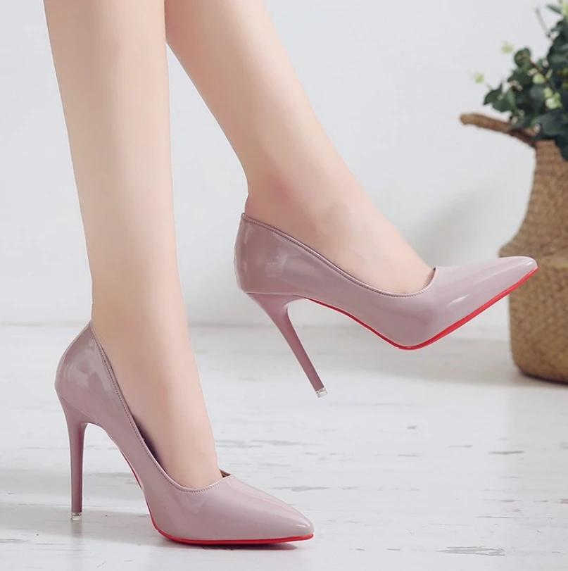 Classic Patent Leather Office High Heels Women Shoes 10cm 12cm Stiletto Banquet Wedding Shoes Sexy Pointed Toe Ladies Party Shoe