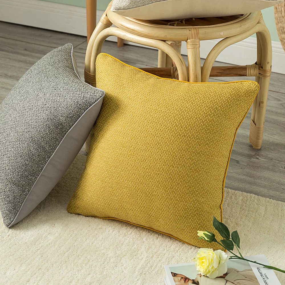 

Simple Plain Color Cotton and Linen Stitching Pillowcase Bedside Sofa Pillowcase Comfortable and Durable Home Decoration Gift