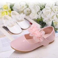 kids dress shoes children korean 2022 version fashion kids leather princess flowers pearl performance girls shoes white pink