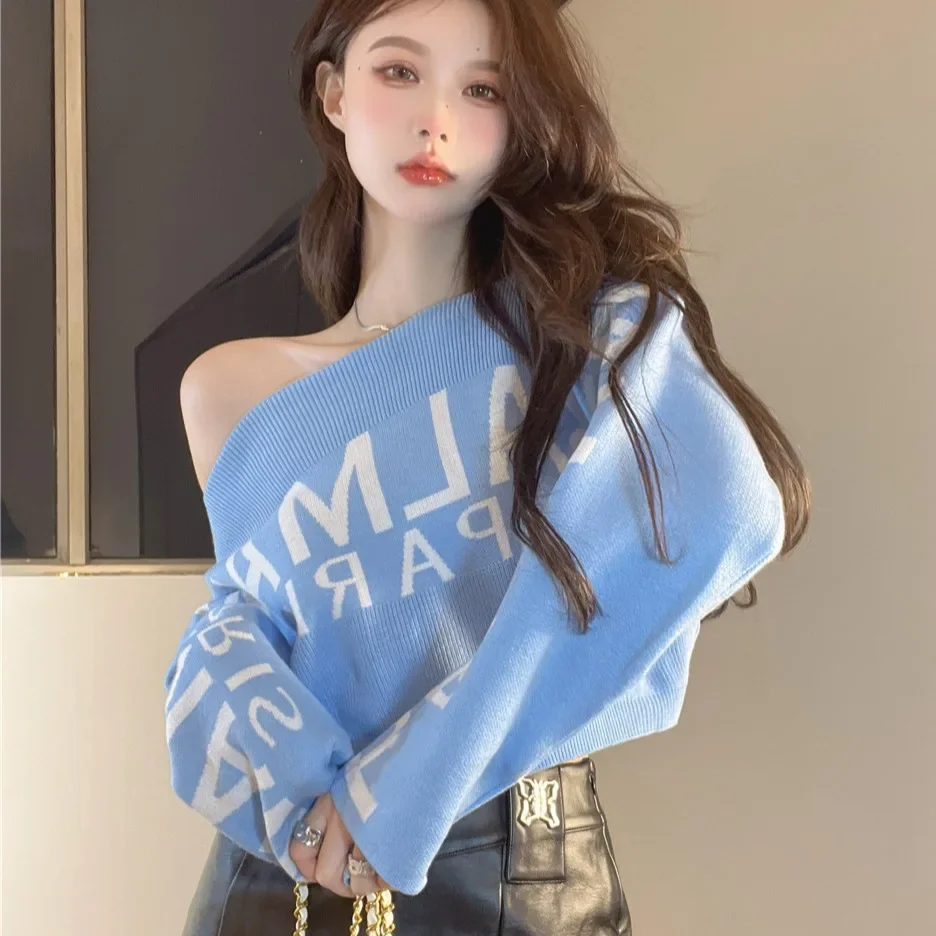 Осень-зима 2022 Новое поступление укороченный вязаный топ с открытыми плечами