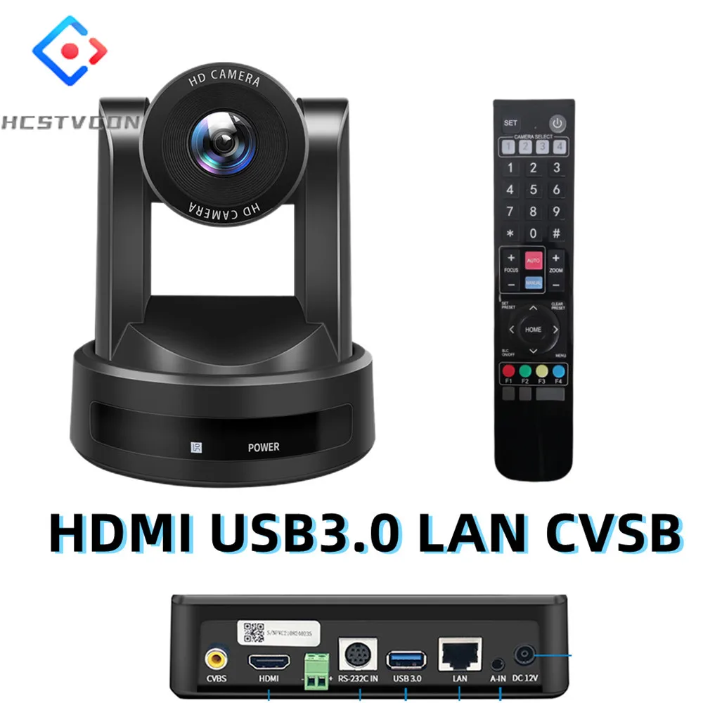 

HCSTVCON 1080P 60/50Fps IP Live Streaming Camera Conference USB HDMI SDI LAN CVSB PTZ 10/12/20X Zoom POE Church Meeting