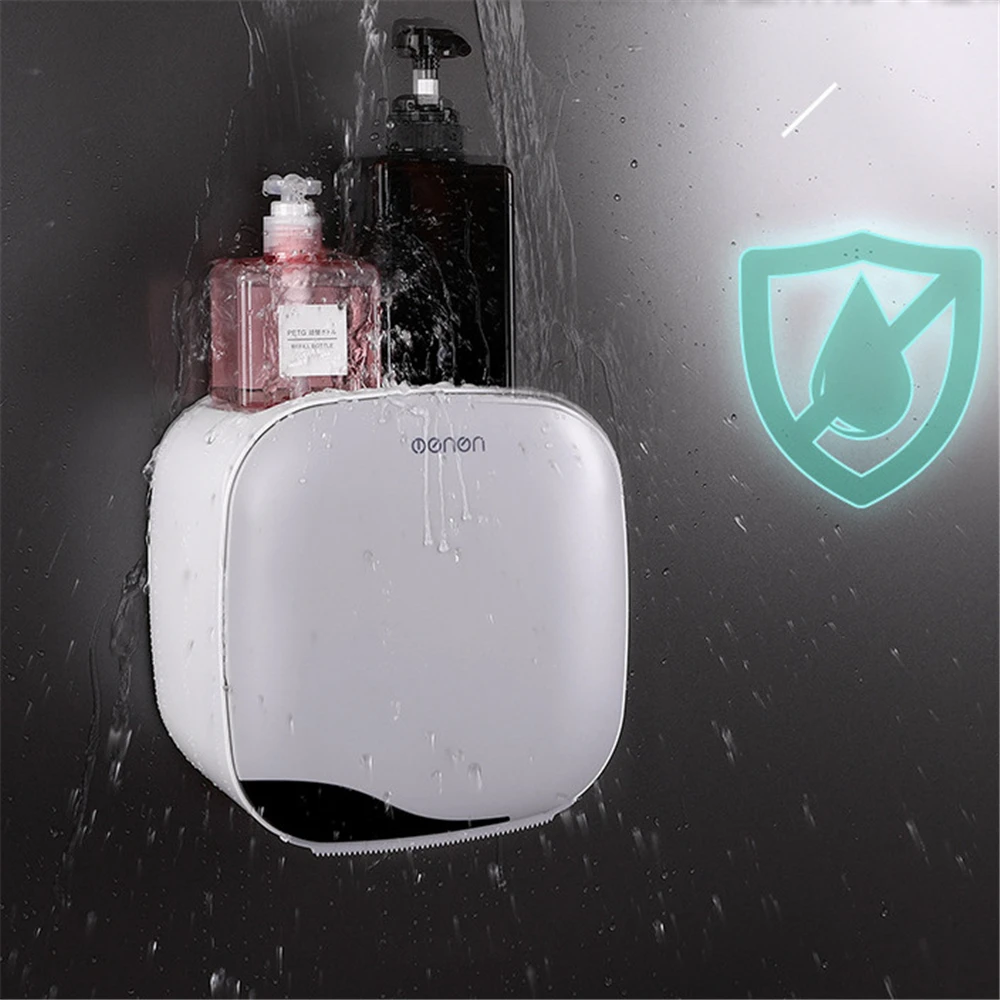 

Wall Mounted Bathroom Toilet Paper Holder Paper Tissue Box Plastic Toilet Dispenser Roll Paper Storage Box Free Punching