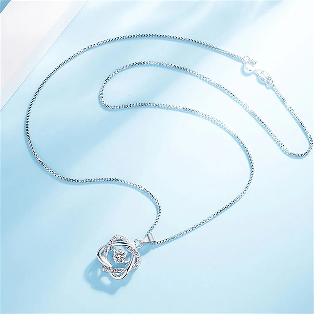 Женское умное ожерелье с бриллиантами в форме сердца Платиновое покрытие