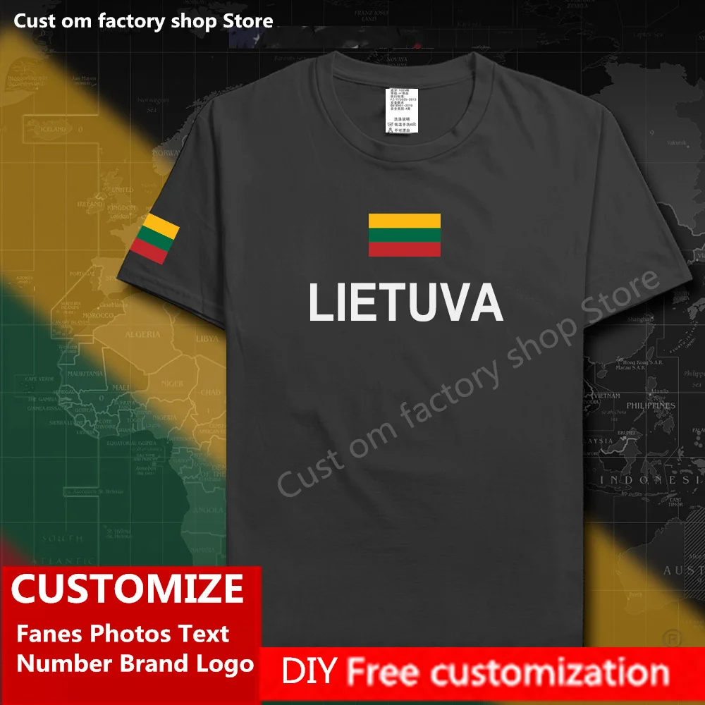 

Lithuania Lithuanian T shirt Custom Jersey Fans DIY Name Number Brand LOGO Tshirt Fashion Hip Hop Loose Casual T-shirt