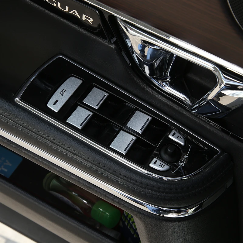 

10 Pcs Car Window Button Sticker Car Stickers Aluminum Alloy Silver Car Styling for Jaguar XF 2012-2015 Car Interior Accessories