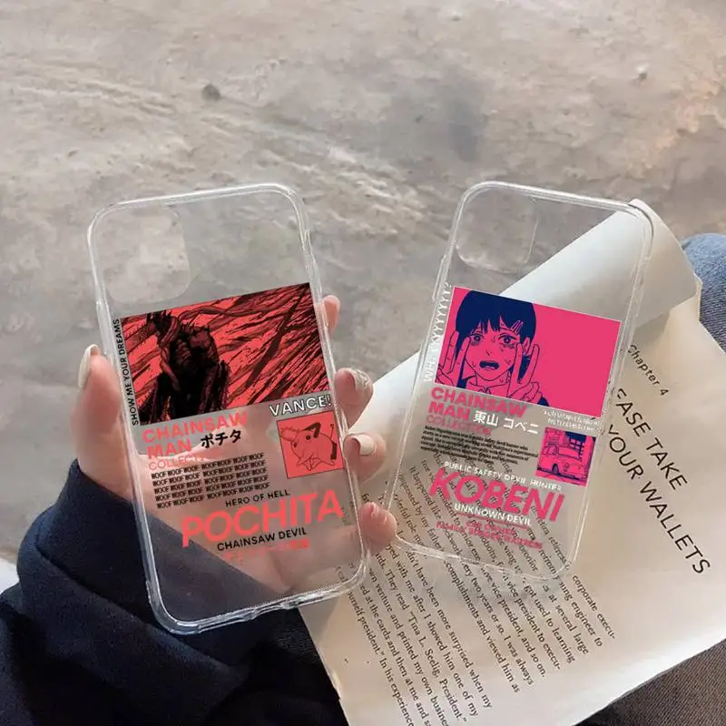 

Chainsaw Man Pochita anime Phone Case Transparent soft For iphone 11 13 12 14 x xs xr pro max mini plus