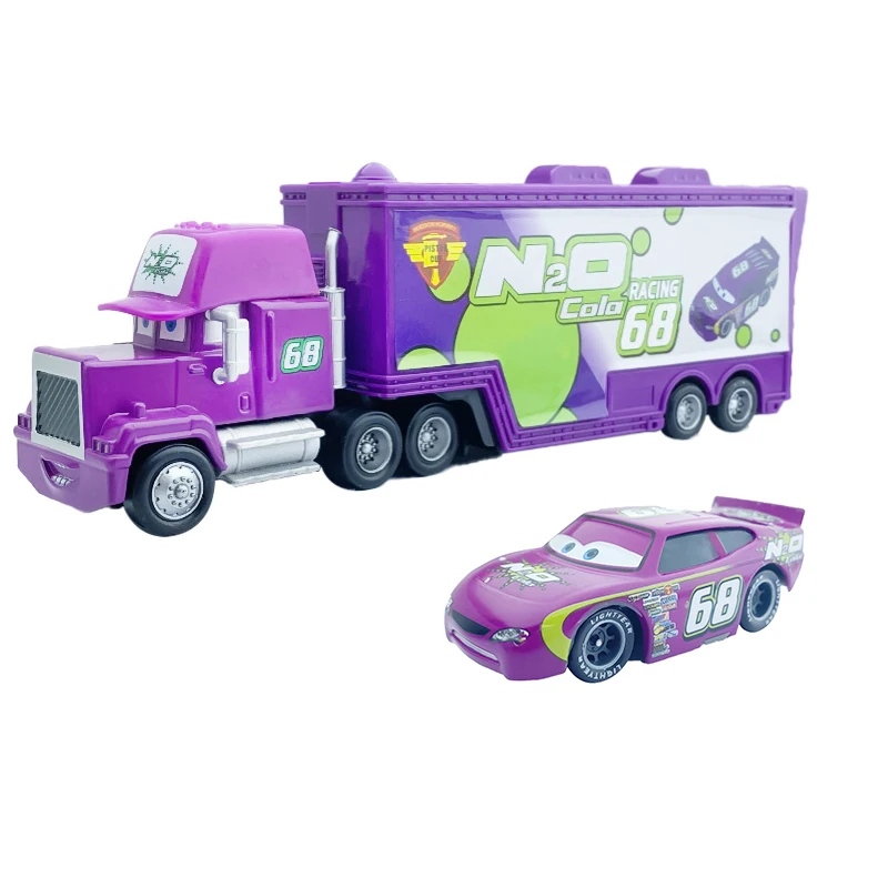 Disney Racing 2 Pixar Car 3 Truck with car Toy Lightning McQueen Mike Mack Uncle 1:55 Diecast Metal Children Boy Birthday Gift images - 6