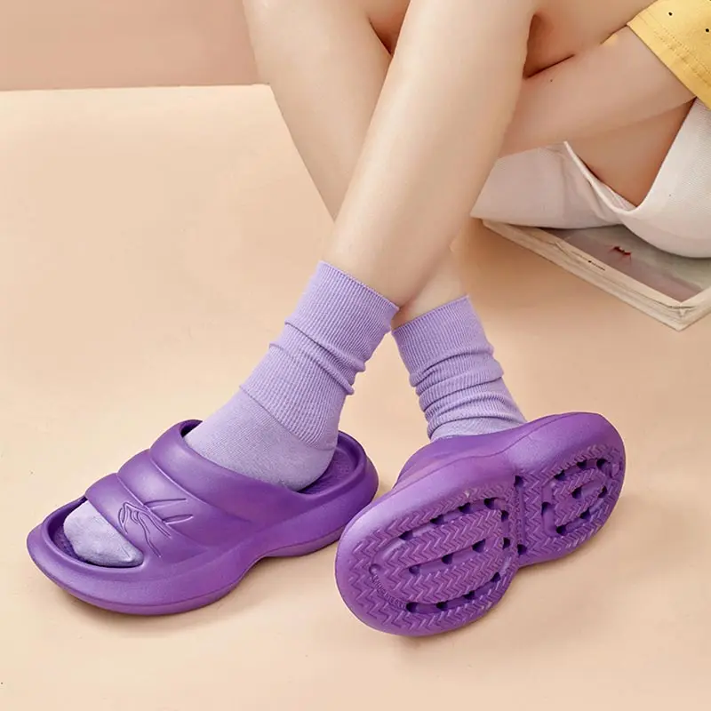 

Женские нескользящие шлепанцы на платформе, сандалии унисекс, мягкая подошва, Эва, для ванной комнаты