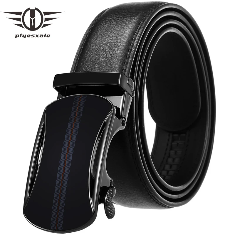Ремень Plyesxale B1071 мужской из натуральной кожи, модный дизайнерский пояс в западном стиле для джинсов, винтажный пояс с храповым механизмом, черный