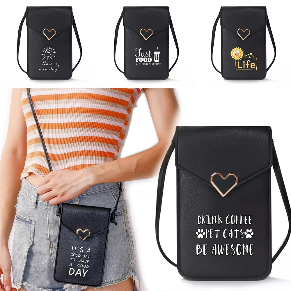 

Women Mobile Phone Bag Neck Coin Purse Vertical Shoulder Handbag Mini Leisure Diagonal Cross Pouch Food Series Card Key Bags