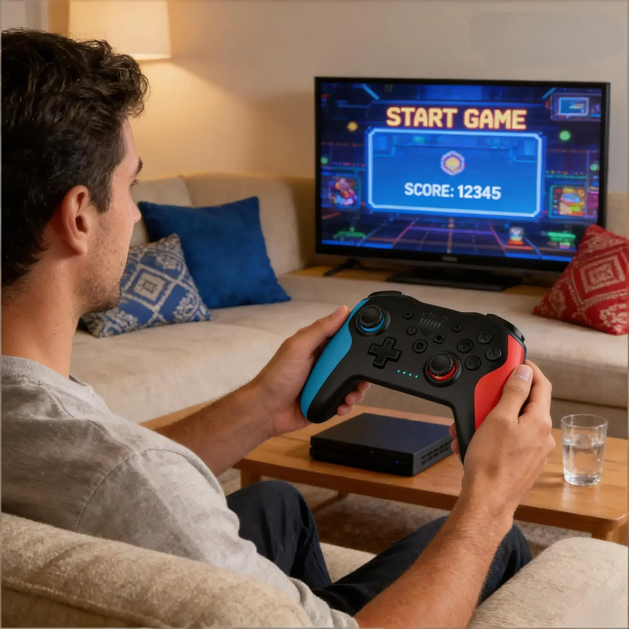 Фото Беспроводной контроллер для PS3, Bluetooth-геймпад для Switch и ПК, с двойной вибрацией, 6-осевой джойпад, тачпад, наушники №3